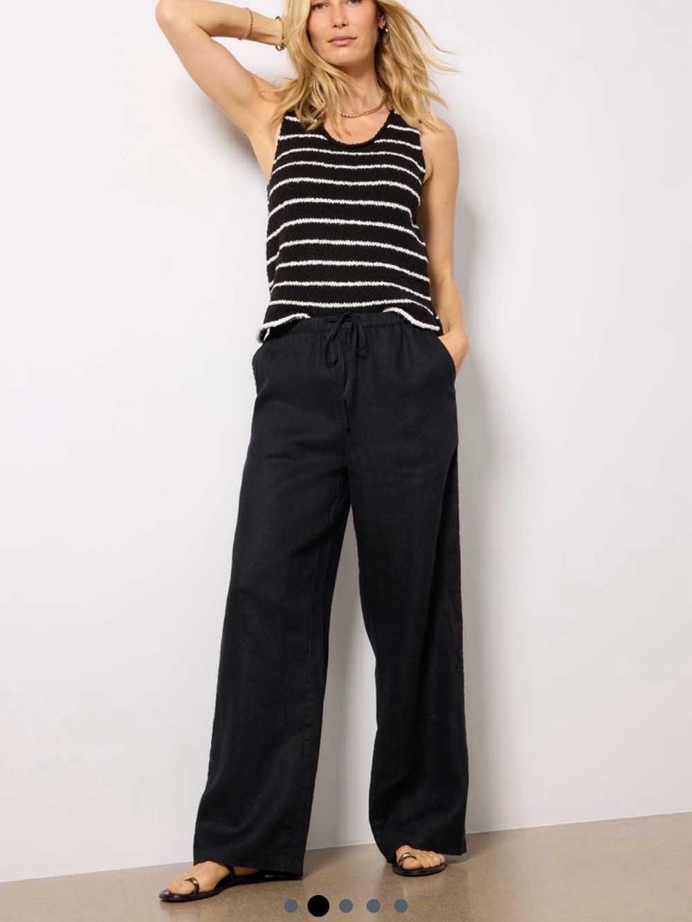 Evereve Black and White Striped Knit Tank